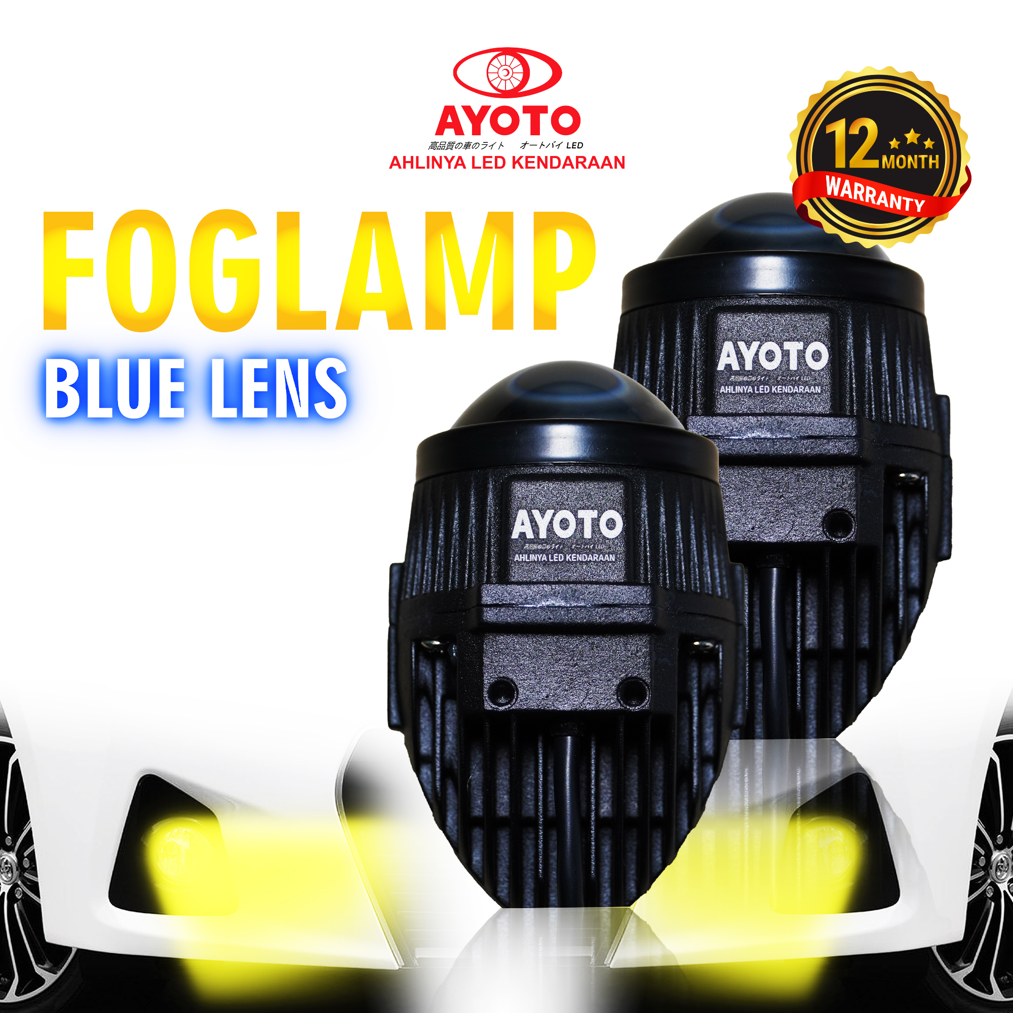 SEPASANG (2pcs ) BILED FOGLAMP AYOTO 2INCHI & 3INCHI LAMPU KABUT HI LOW BEAM 1 WARNA & 3 WARNA BAHAN PREMIUM Harga 959,000 rupiah*Gratis Ongkir