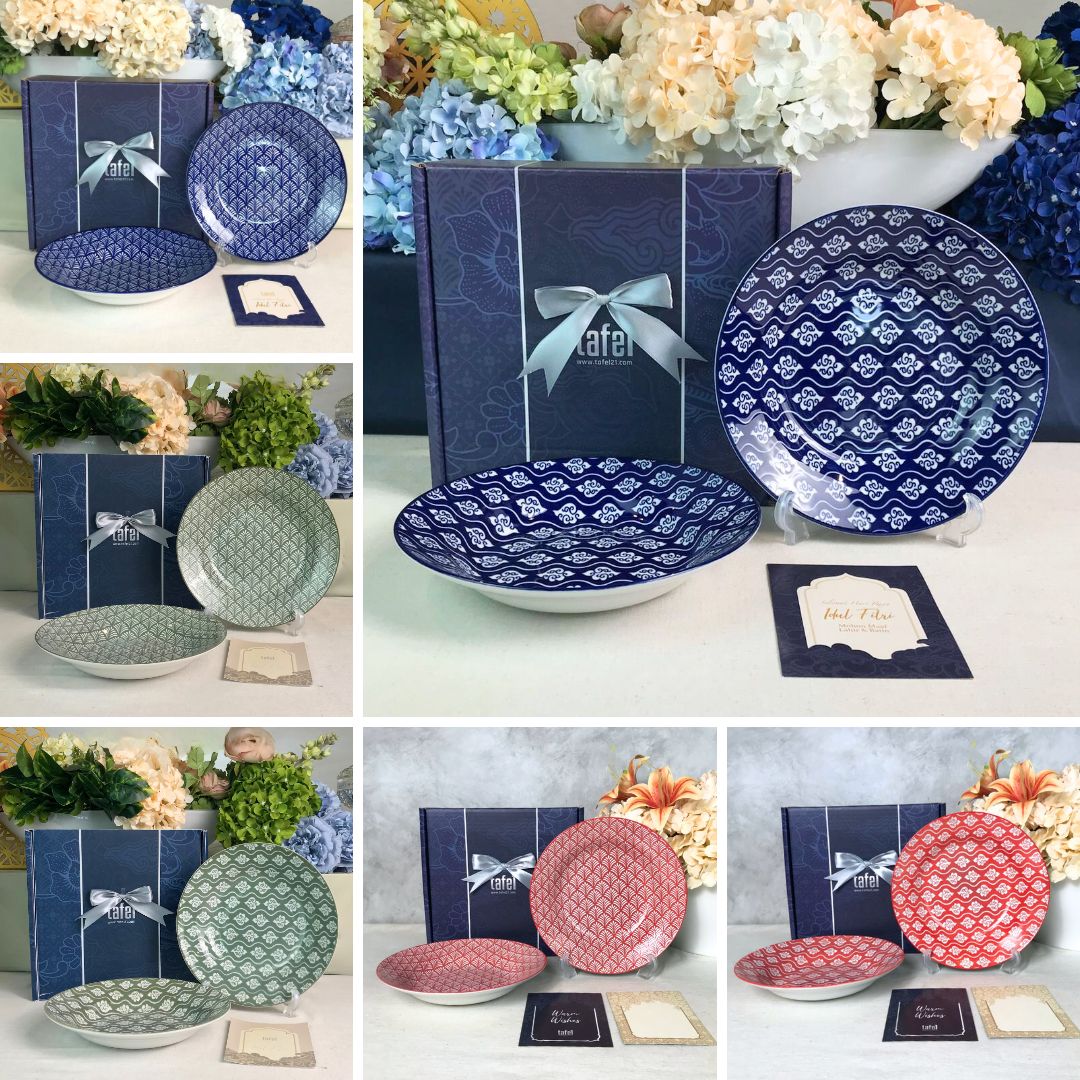 Ceramic Dinner Plate Hampers Set Batik Art Series Contents of 2