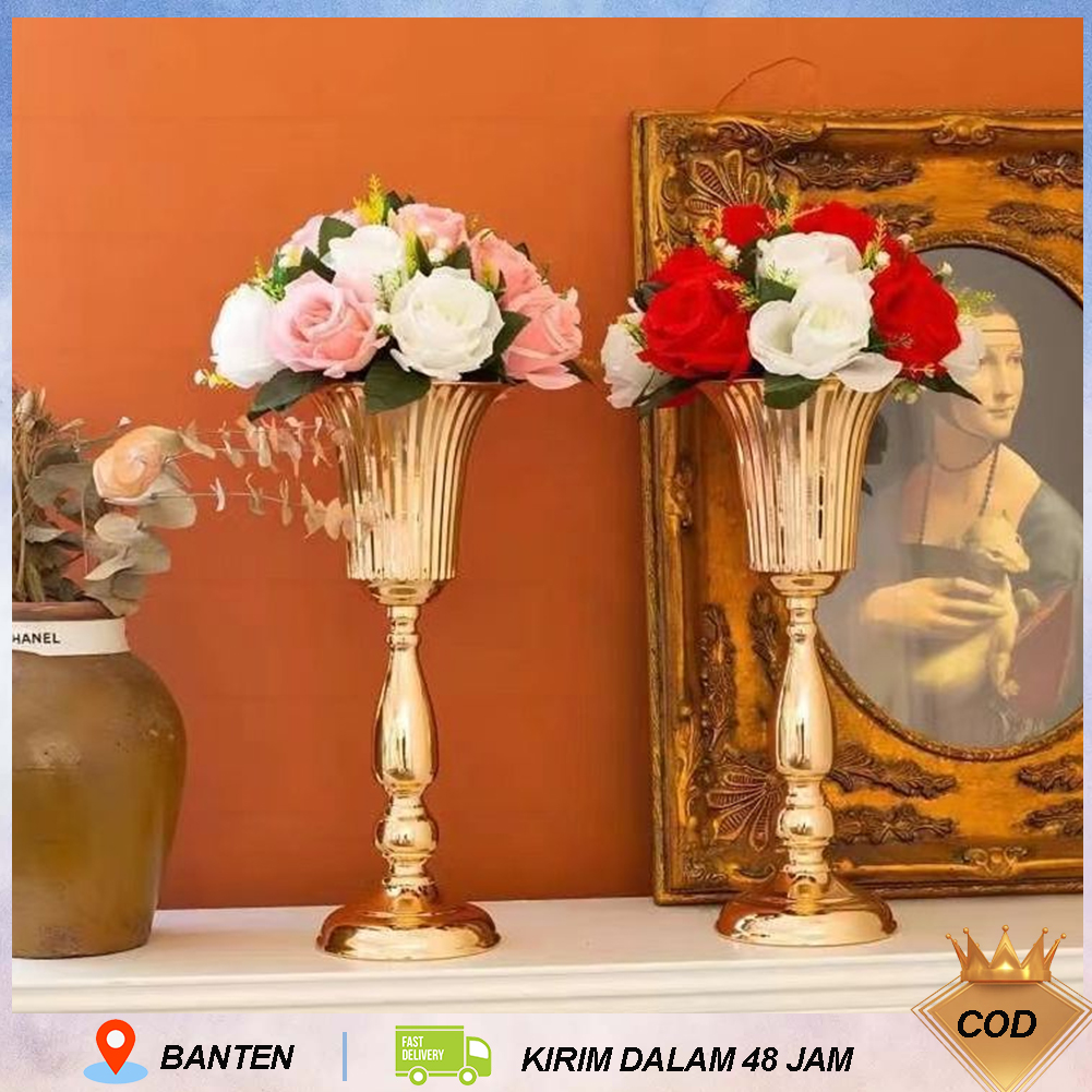 Local stock 55cm luxury gold flower vase home vase desktop crafts flower arrangement pernikahan party…