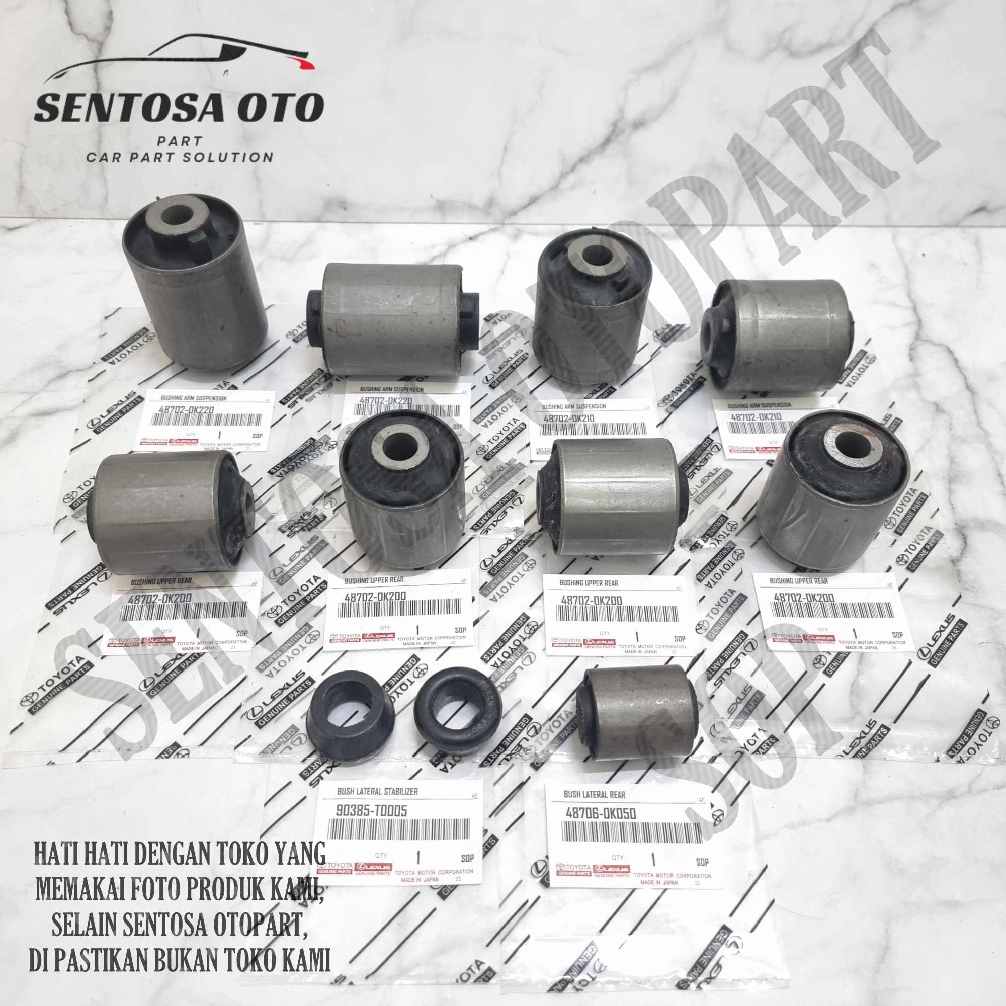 Bushing Arm Belakang Set Atas Bawah Lateral Innova Fortuner Hilux 1Set 11Pcs Harga 600,000 rupiah*Gratis Ongkir
