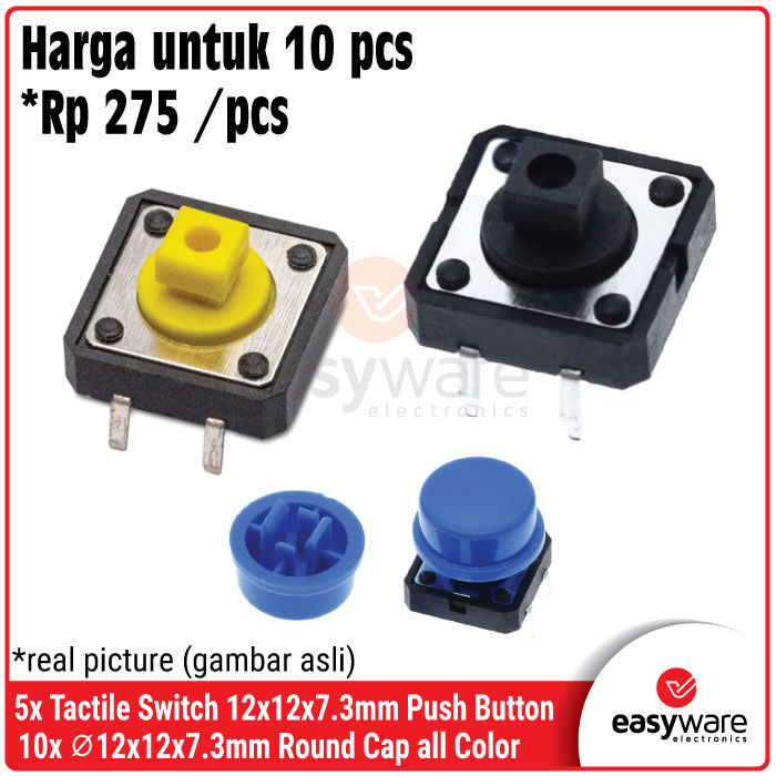 Luftschloss 10Pcs 6x6mm Momentary Tactile Push Button Switch, 4-Pin DIP, 9.5mm Height, DC12V 50mA For Electronics, Toys, And DIY Projects