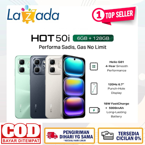 infinix Hot 50i NFC 6/128GB - Up to 12GB Extended RAM - Helio G81 Harga  1,264,800 Ringgit*Penghantaran Percuma