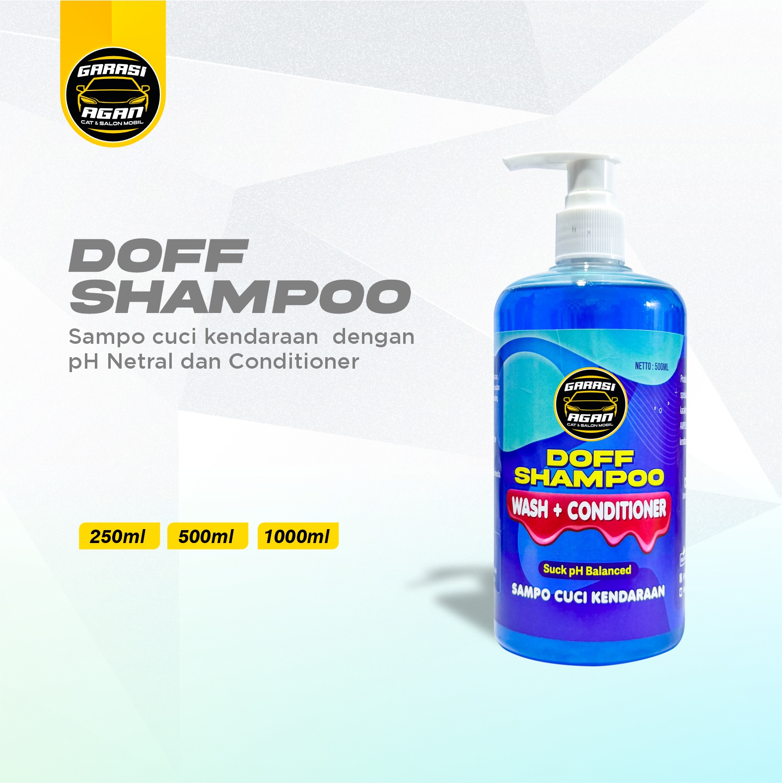 GARASI AGAN Doff Shampoo + Conditioner dengan pH Balance Shampo Cuci Mobil dan Motor Bonus Busa Harga 22,000 rupiah*Gratis Ongkir