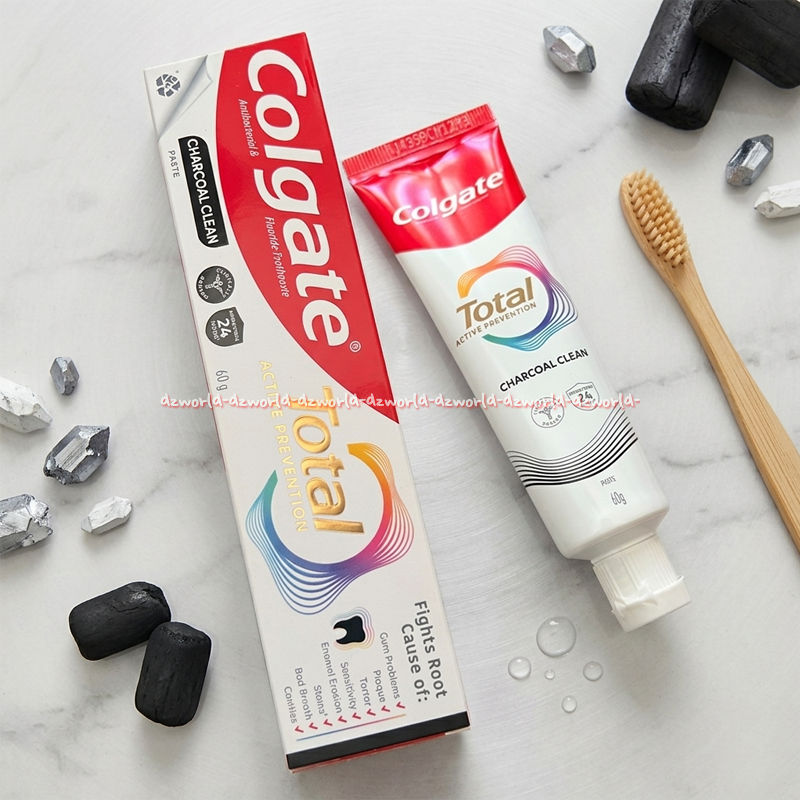 Colgate 60gr Total Charcoal Clean Pasta Gigi dengan Formula Active Prevention untuk Melawan Penyebab Masalah Gusi Bau Mulut Plak Gigi Berlubang 60gram Colgat Kolgat