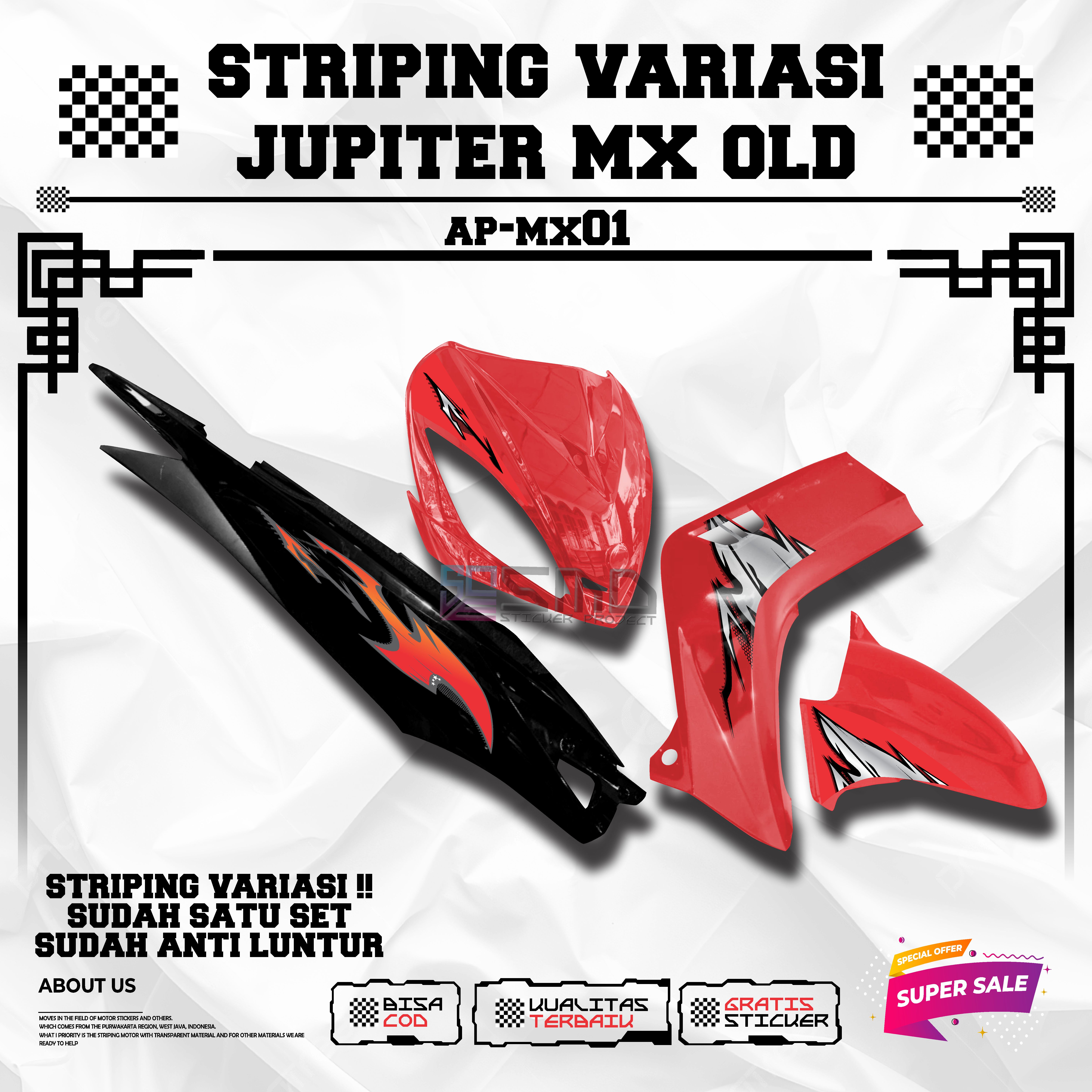 Striping sticker variations Yamaha Jupiter MX old motif Vietnam style Keren terbaru Harga 39,000 rupiah*Gratis Ongkir