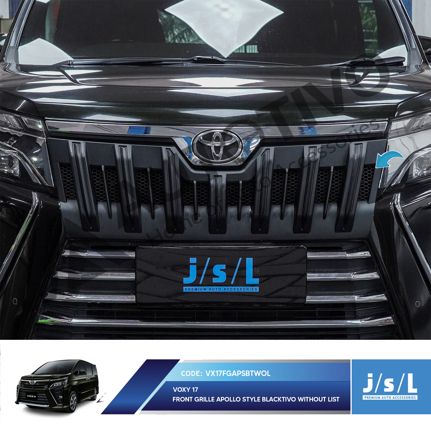 Front Grille Grill Gril Apollo Style VOXY 17 Blacktivo Phantom Black Harga 1,500,000 rupiah*Gratis Ongkir