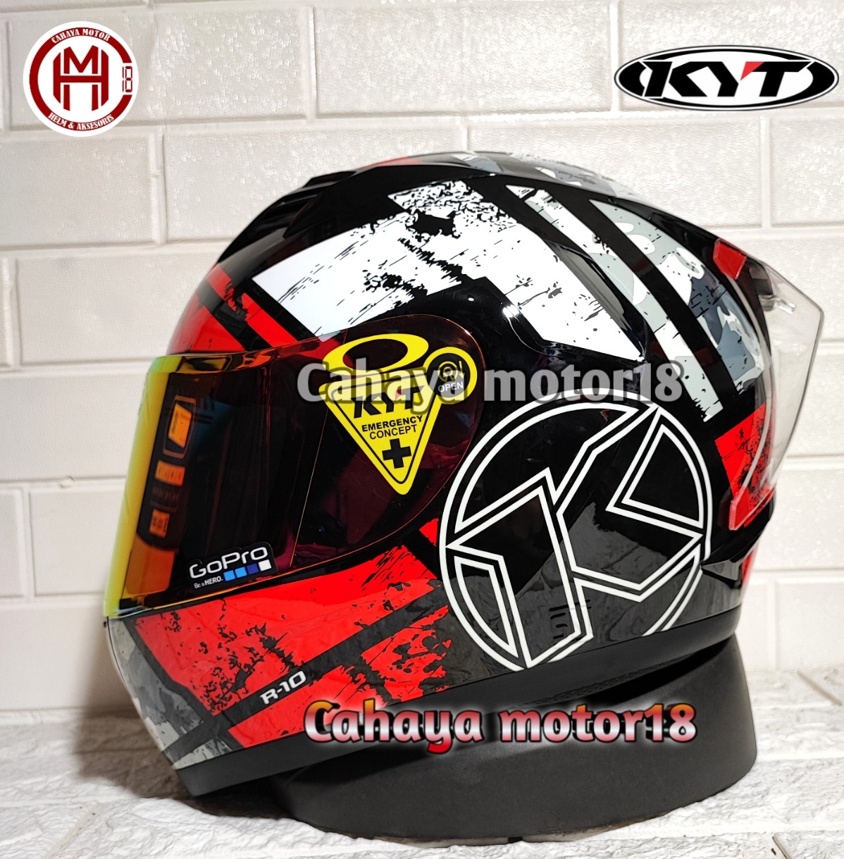 HELM KYT R10 #3 BLACK RED/KYT PAKET GANTENG FULL FACE HELM KYT ORIGINAL Harga 750,000 rupiah*Gratis Ongkir
