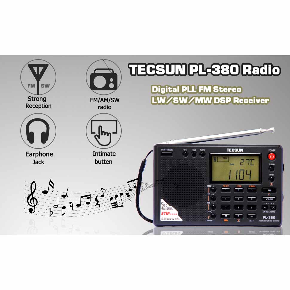 Tecsun H501 Digital Worldband AM FM Shortwave Longwave Radio with SSB Reception, Dual Speakers, ＆ MP3 Player, Matte Black