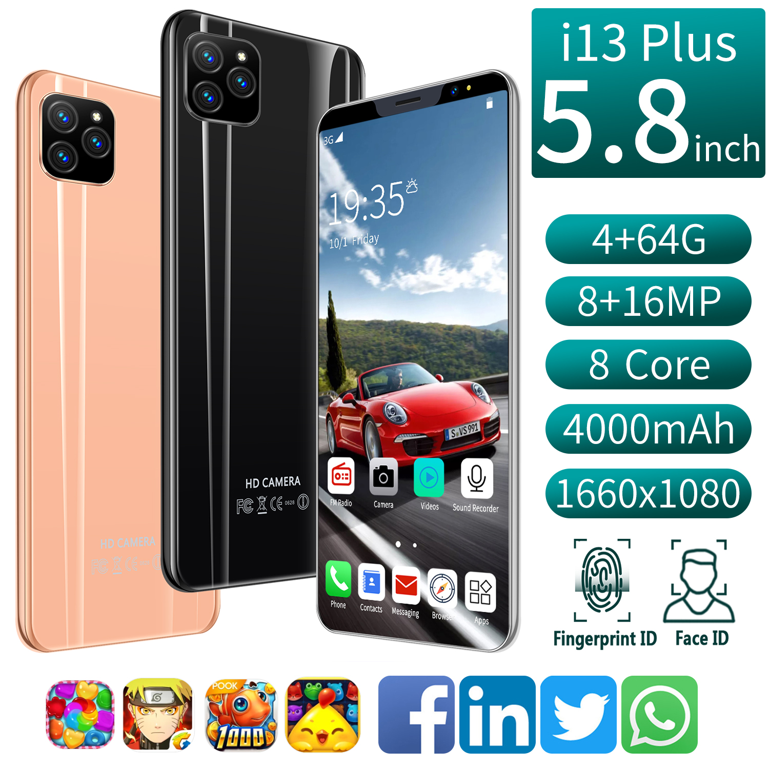 Upgrade gratis ke 128GB【COD + original】i13plus handphone ram 6/128GB smartphone 5.8inch/5.0inci Android handphone promo 4800mAh hp android termurah