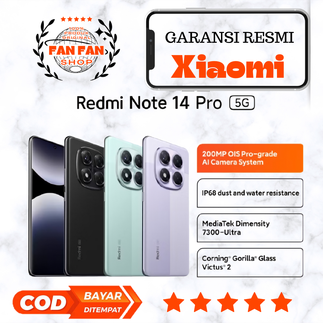 Xiaomi Redmi Note 14 Pro 5G 8/256GB 12/512GB | 200MP AI OIS camera | MediaTek dimension 7300-ultra | gorilla Victus 2 new official warranty Giá 3,958,020 Đồng*Miễn phí vận chuyển