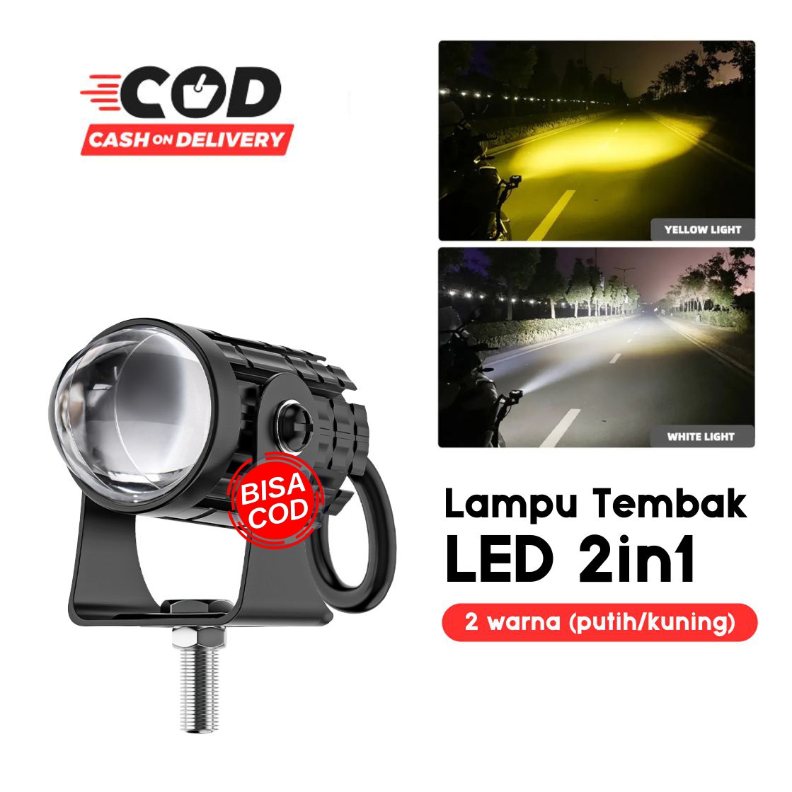 Lampu Tembak Laser 2 Warna Putih Kuning / Lampu LED Motor Super Terang Waterproof Harga 12,392 rupiah*Gratis Ongkir