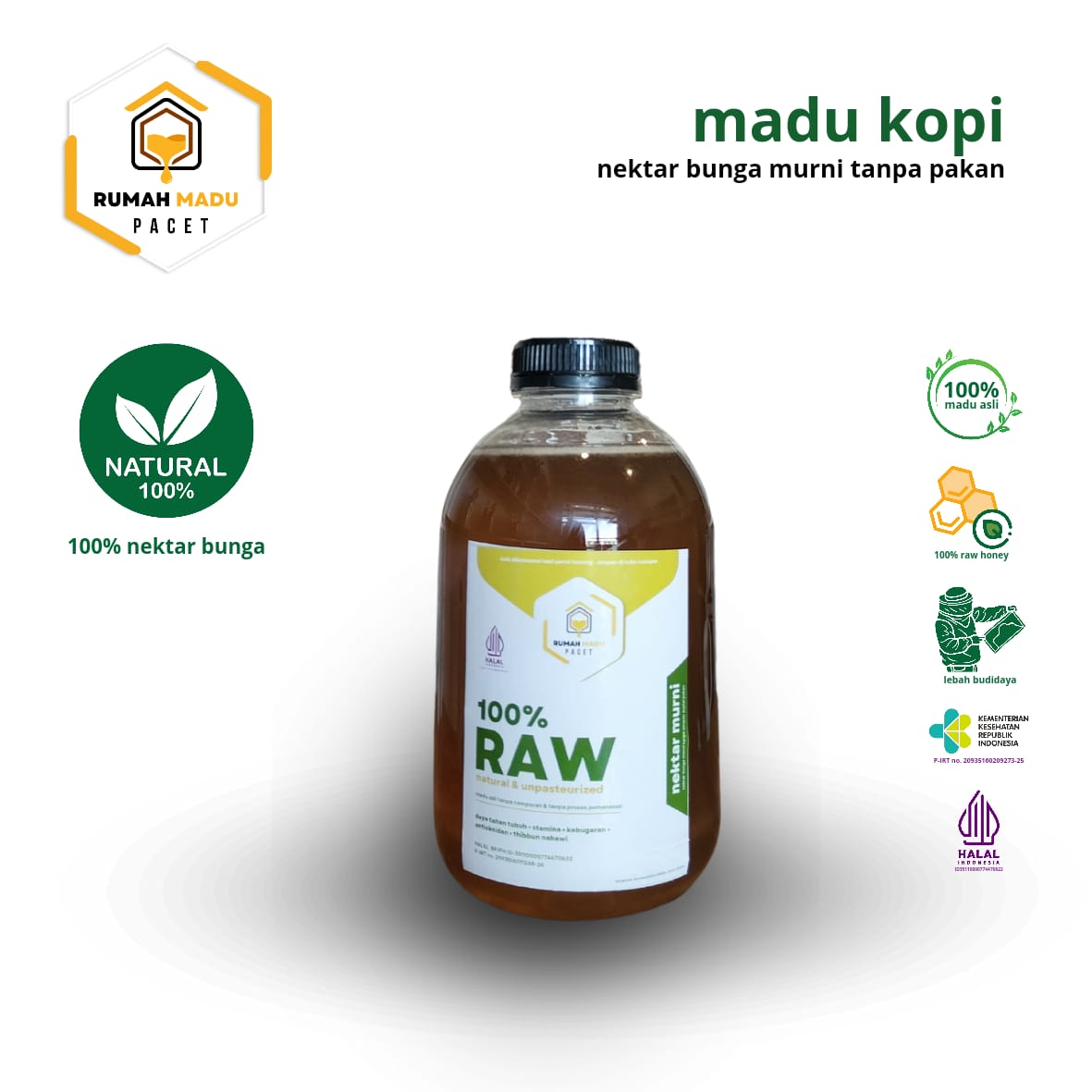 Madu Full Nektar Kopi 100% Asli Pure Raw Honey Alami Premium Grade A