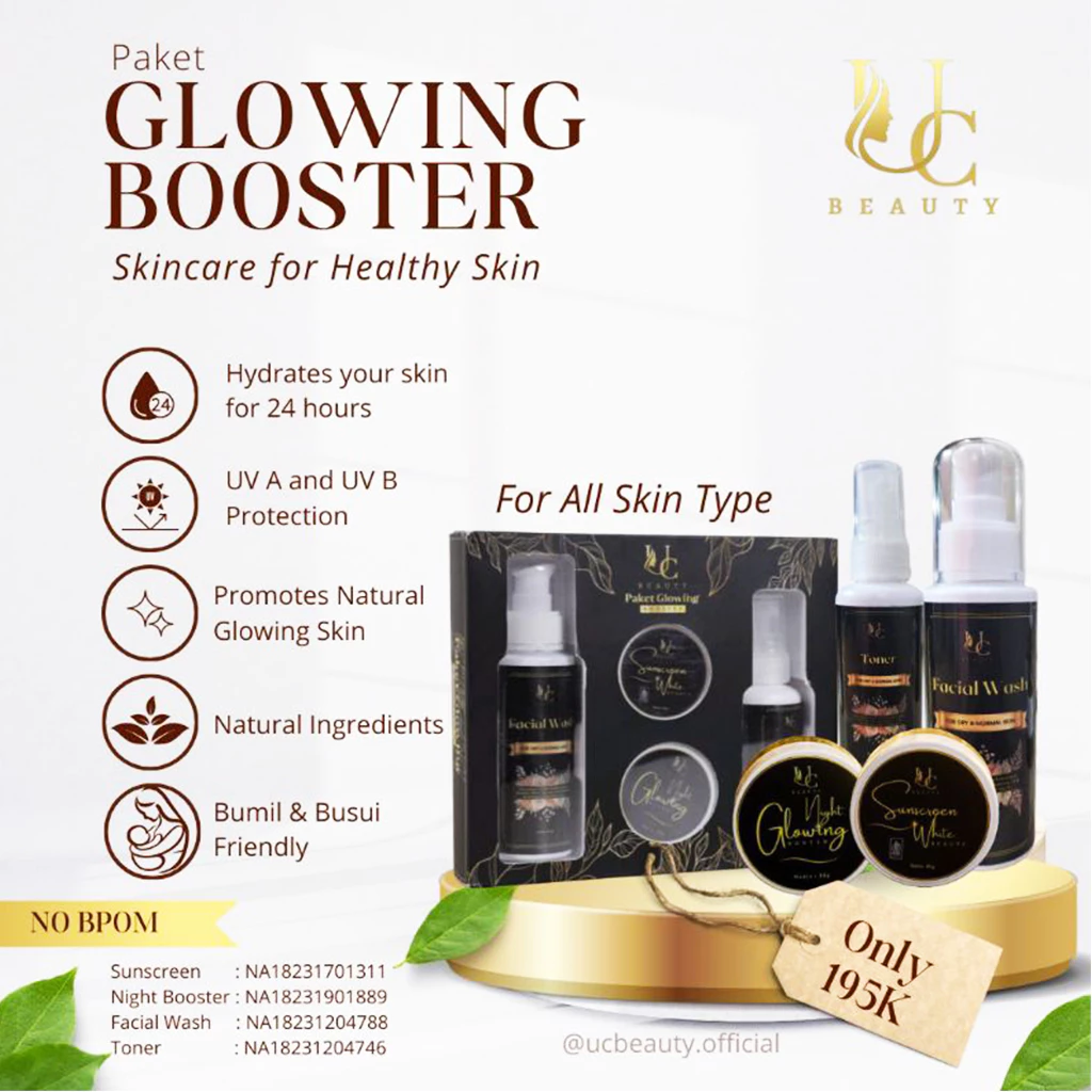 Paket skincare uc beauty booster untuk wajah putih glowing flek dan jerawat