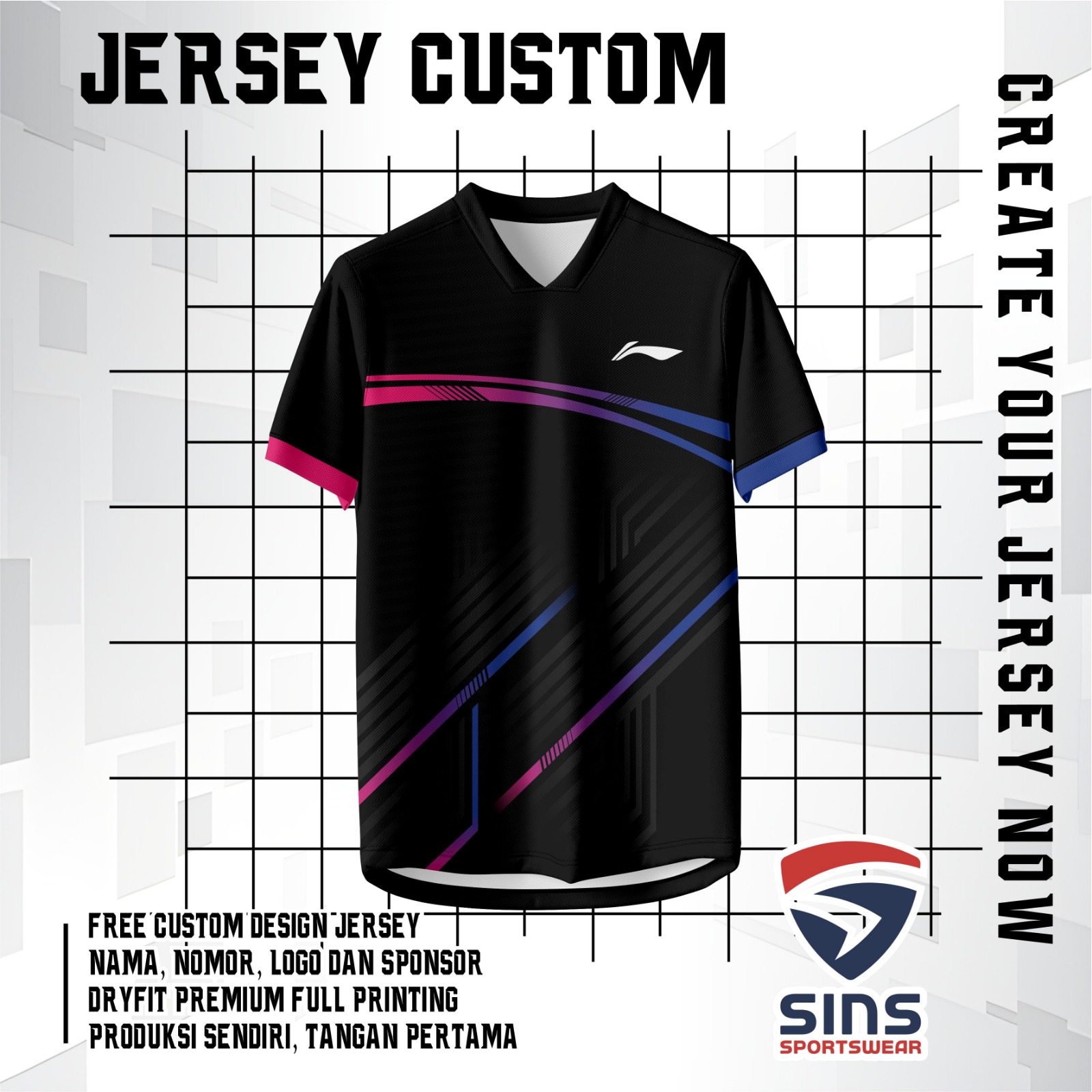 KAOS JERSEY STELAN BADMINTON PRINTING BDS 58 Harga 85,000 rupiah*Gratis Ongkir