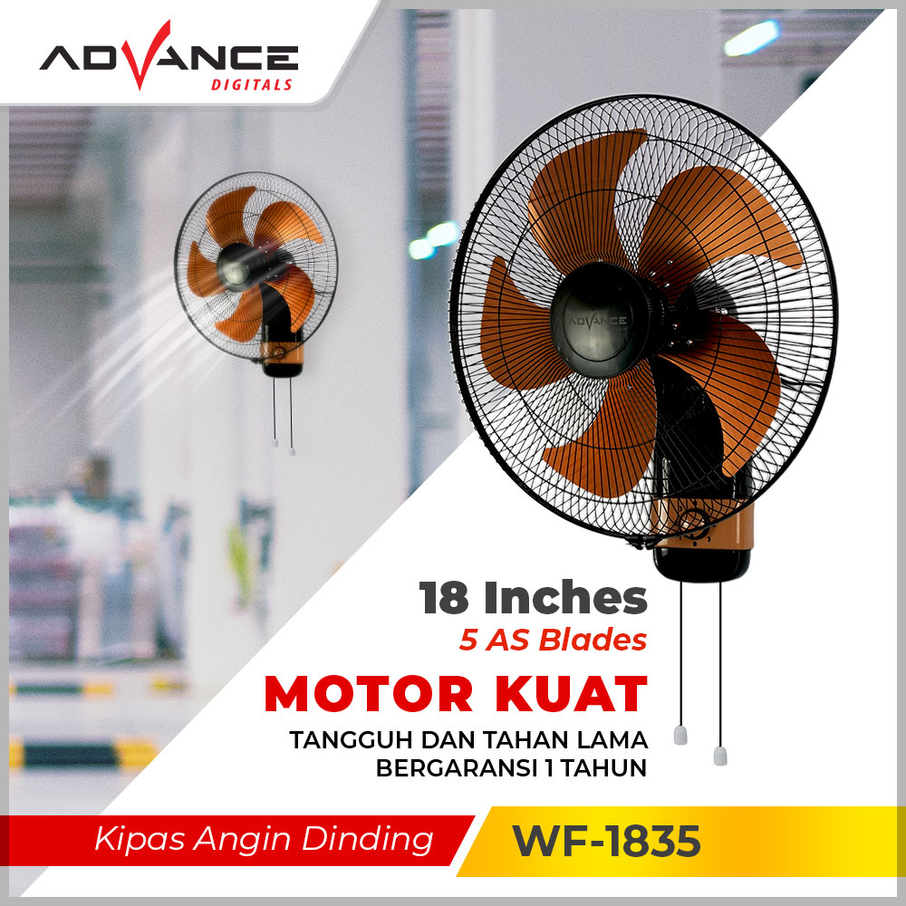 Advance WF-1835 Wall fan 18 inch propeller 5 stainless tornado fan swing fan/18 inch tornado Wall fan/iron fan Harga  205,000 rupiah*Gratis Ongkir