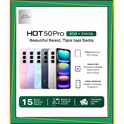 Infinix Hot 50 Pro 8/256GB - Up to 16GB Extended RAM - Helio G100 - 6.78 inch 120Hz Amoled - 50MP - 5000 mAh - NFC Harga  1,950,000 Ringgit*Penghantaran Percuma