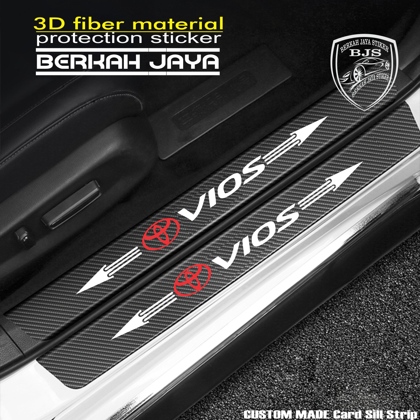 9 Pcs Stiker Pelindung Pintu Mobil Vios 3D Door Sill Plate Guard Toyota Stiker Pijakan Pintu Harga 16,500 rupiah*Gratis Ongkir