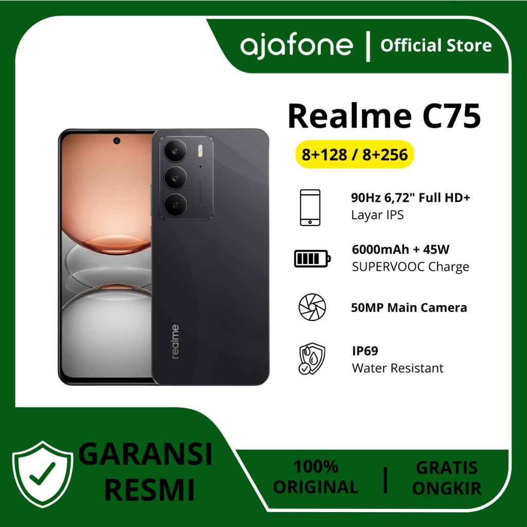 Realme C75 8/256GB ram | C75 8/128GB ram | c75x RAM 8/128GB official warranty Harga  2,399,000 Ringgit*Penghantaran Percuma
