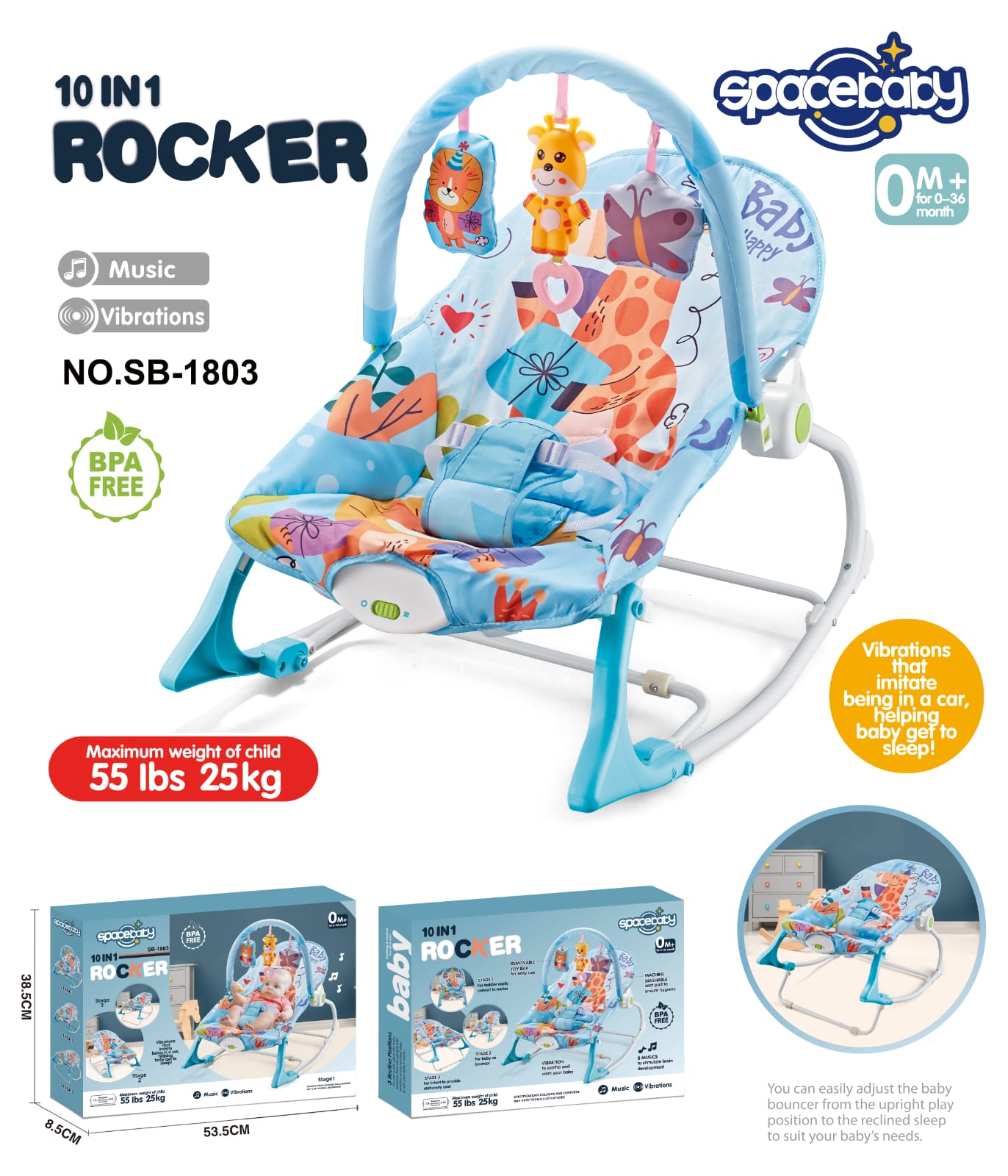Space Baby Zx 1803 10in1 Infant to Toddler Rocker Baby Swing Chair / Sb 1703 // Sb-1805 // 1806 // Ib-…