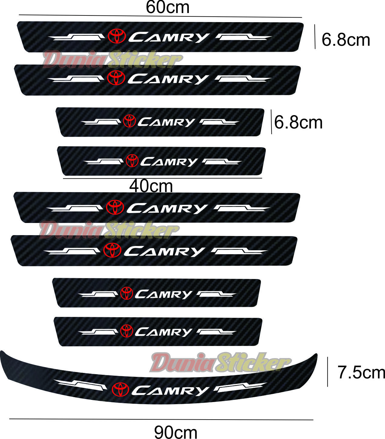 1set 9pcs Stiker Pelindung Pintu Mobil Camry Bahan Serat Karbon Anti Gores Untuk Toyota Camry Giá 40,000 Đồng*Miễn phí vận chuyển