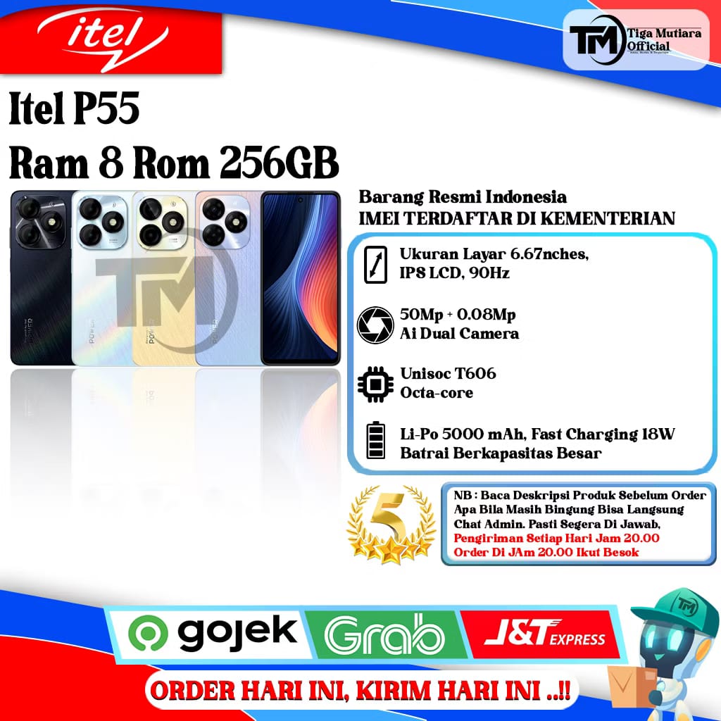 Itel P55 Ram 8 Rom 256GB Harga  1,699,000 Ringgit*Penghantaran Percuma