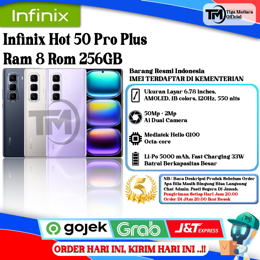 Infinix Hot 50 Pro plus Ram 8 Rom 256GB Harga  2,025,000 Ringgit*Penghantaran Percuma