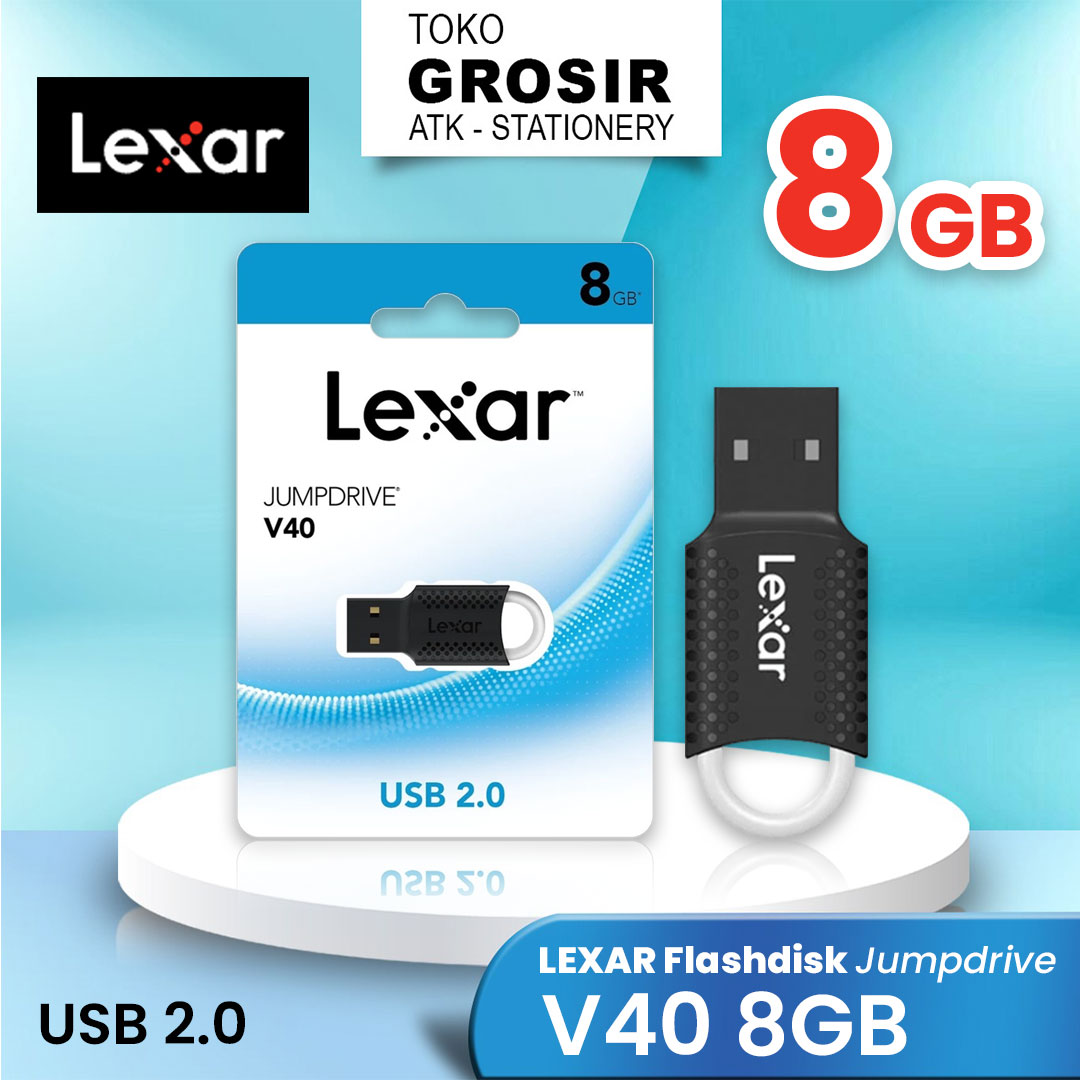Lexar Flashdisk JumpDrive V40 USB 2.0 Flash Drive - 8 GB/ 16 GB/ 32 GB / 64 GB Black Grey / Flash Disk Drive Harga 34,400 rupiah*Gratis Ongkir