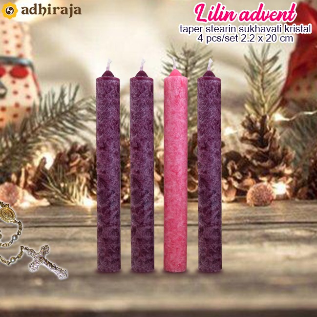 Lilin Doa Advent Adven Natal Lilin Misa Ungu Pink Stearin Kristal Stik