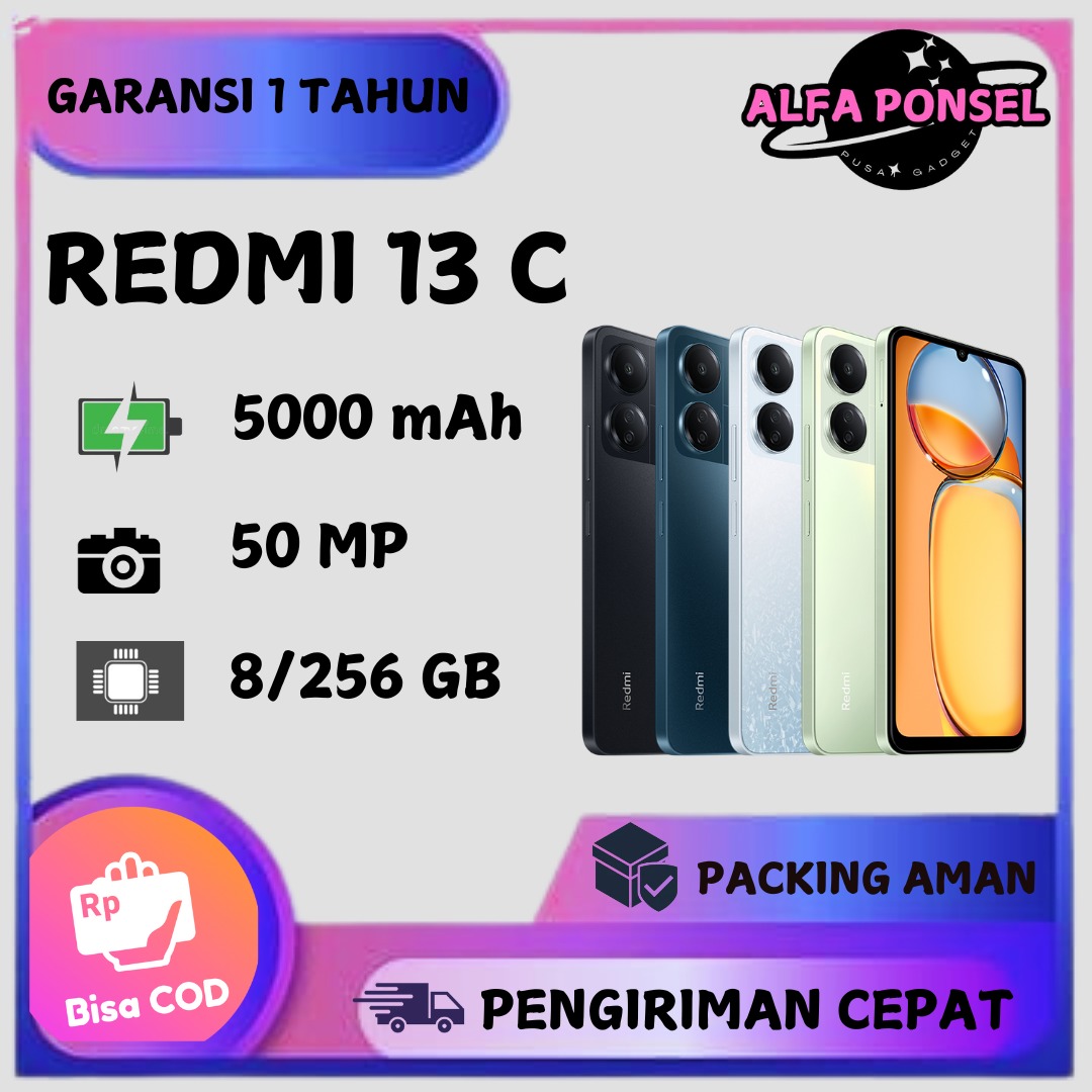 Xiaomi Redmi 13C Ram ♥ ♥ 8Gb/256Gb Full Set ♥ ♥ 12 Months Warranty Cod ♥ ♥ ♥ Harga 1,176,120 rupiah*Gratis Ongkir