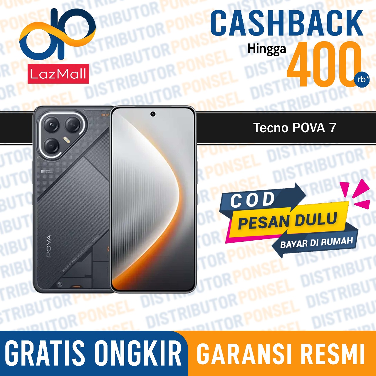 Tecno POVA 7 5G / LTE 8/256GB 8/128GB Garansi Resmi Giá 2,160,000 Đồng*Miễn phí vận chuyển