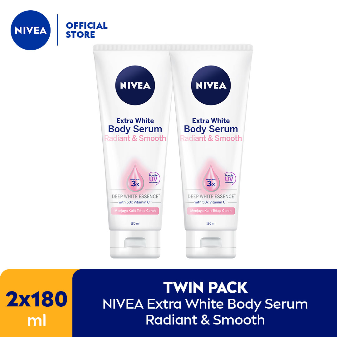 Lazada Indonesia - NIVEA Body Care Body Serum Extra White Radiant & Smooth Twin Pack – 2 x 180ml