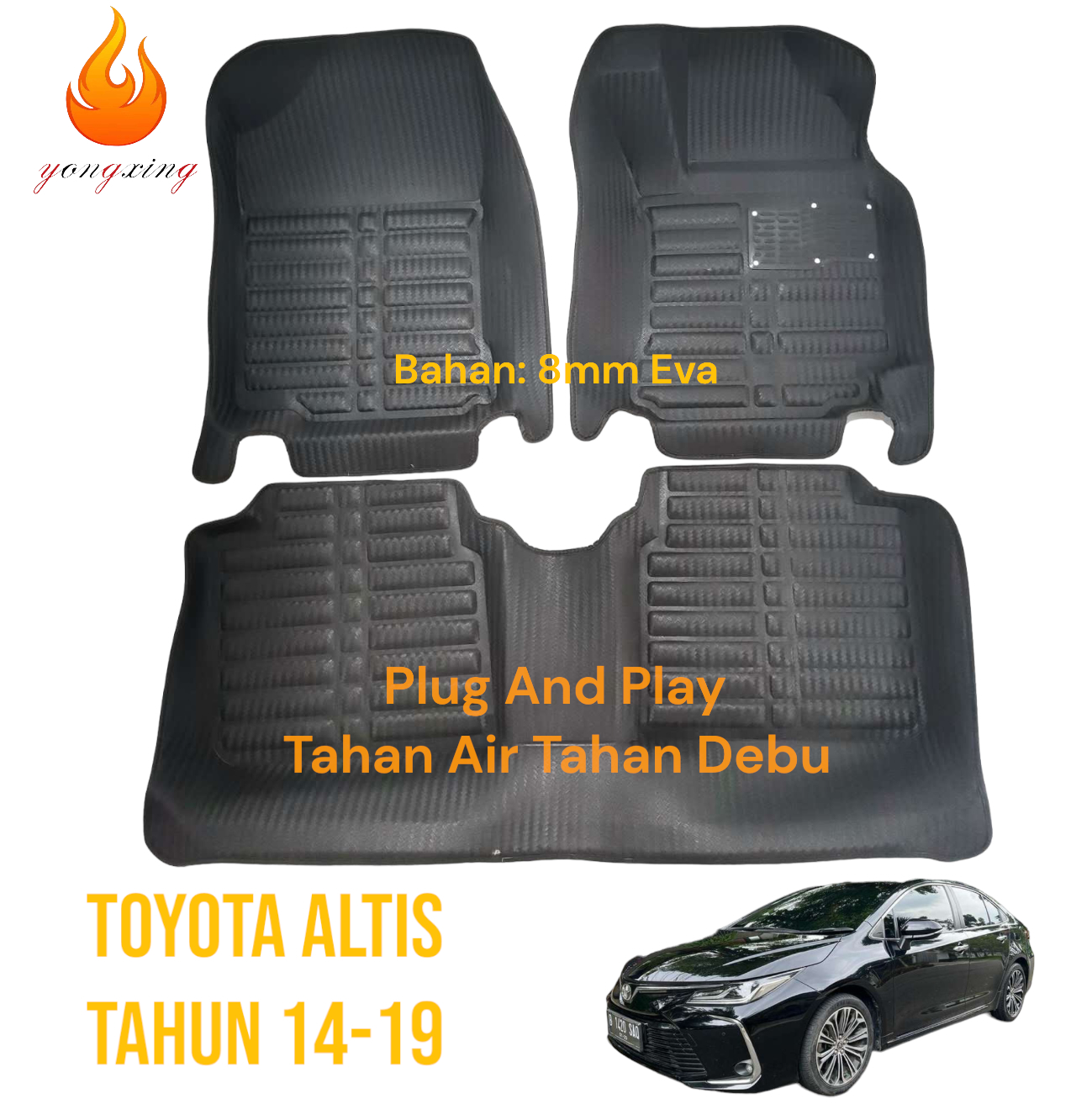 Karpet Mobil 5D Premium Toyota Corolla altis Plug And Play Tahan Air Dan Tahan Debu Harga 641,000 rupiah*Gratis Ongkir