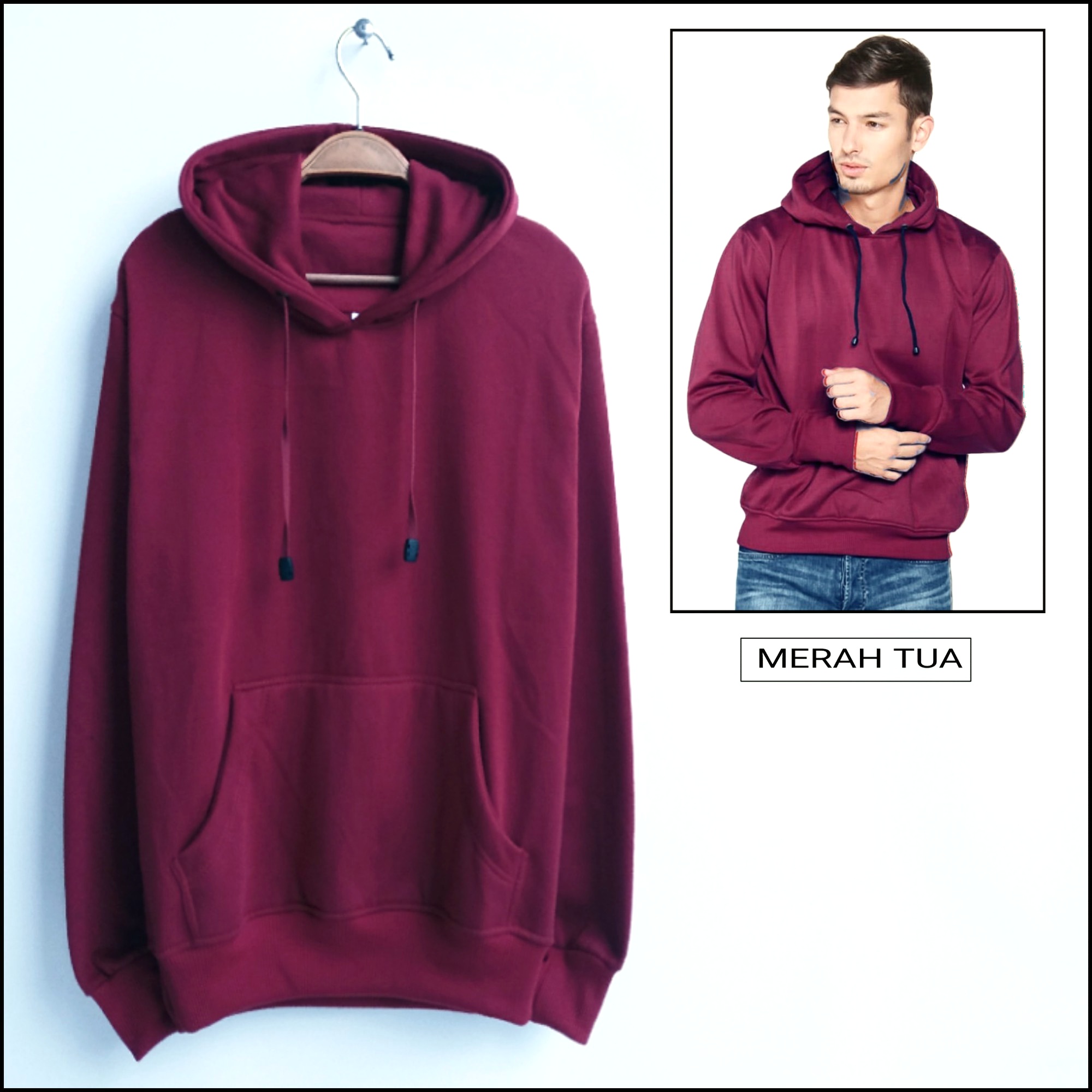 sweater hoodie merah maroon