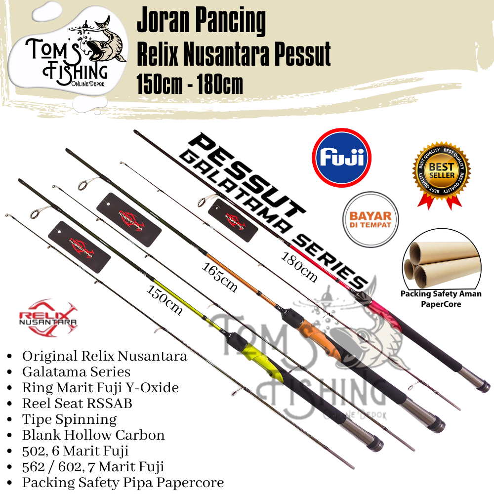 Fishing rod Relix Nusantara pessut galatama series (150cm - 180cm) Fuji carbon-Toms fishing - Merek Relix Nusantara Harga 415,000 rupiah*Gratis Ongkir