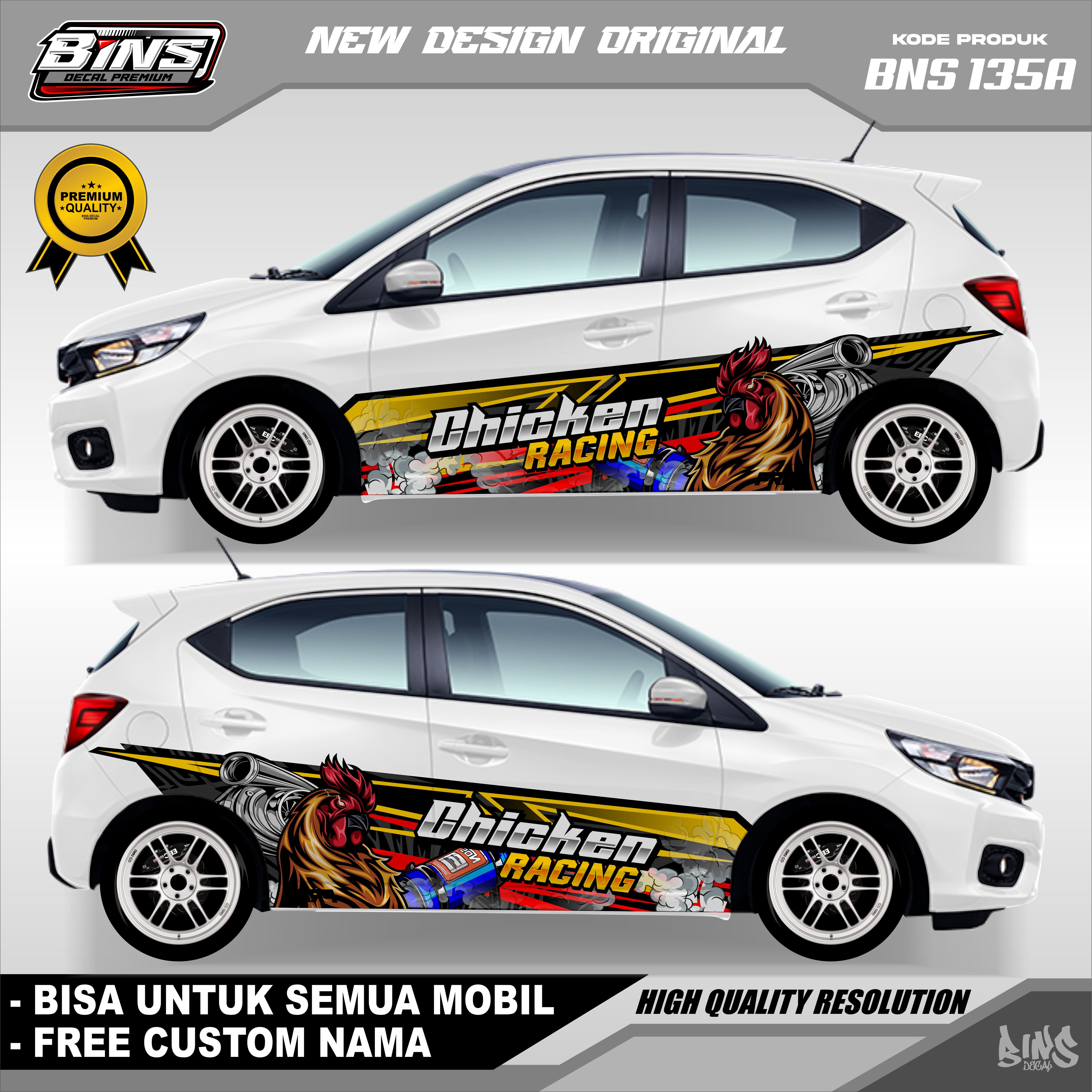 BNS135-STIKER DECAL MOBIL RUSH SIGRA CALYA ERTIGA KIJANG PAJERO BRIO JAZZ GRATIS CUSTOM NAMA Harga 125,645 rupiah*Gratis Ongkir
