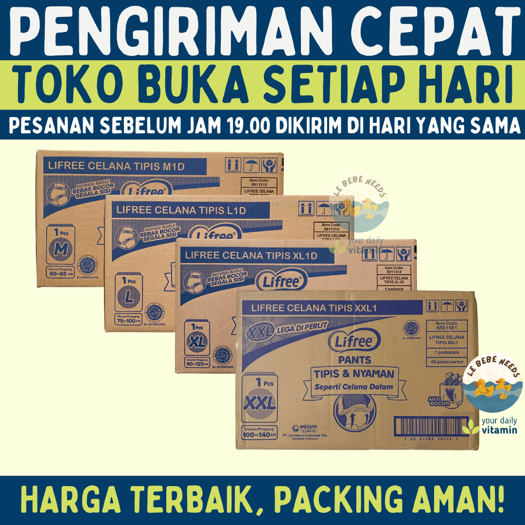 Lifree Pants Adult Diaper Pants Box of 48 Sachets - Pack Size m L XL Harga  221,664 rupiah*Gratis Ongkir
