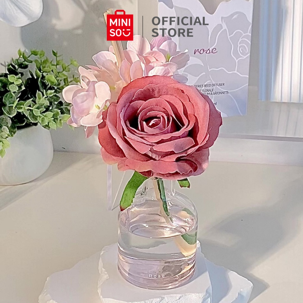 MINISO Reed Diffuser Bunga Buatan aromaterapi Parfum Ruangan 100ml Vanilla Rose Lavender