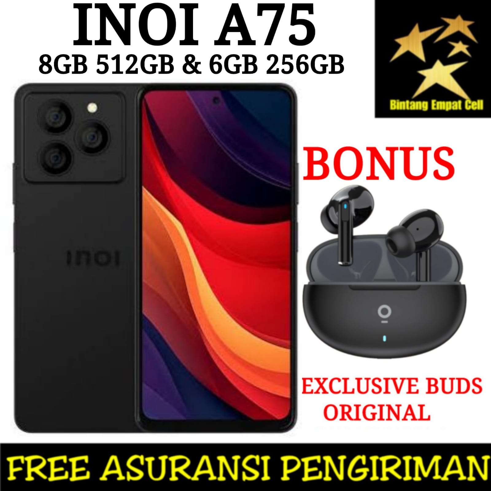 INOI A75 ELEGANCE NFC 8/512 & 6/256 GARANSI RESMI [MediaTek Helio G99, 6.78 INCH, 50MP CAMERA] Harga  2,099,000 rupiah*Gratis Ongkir
