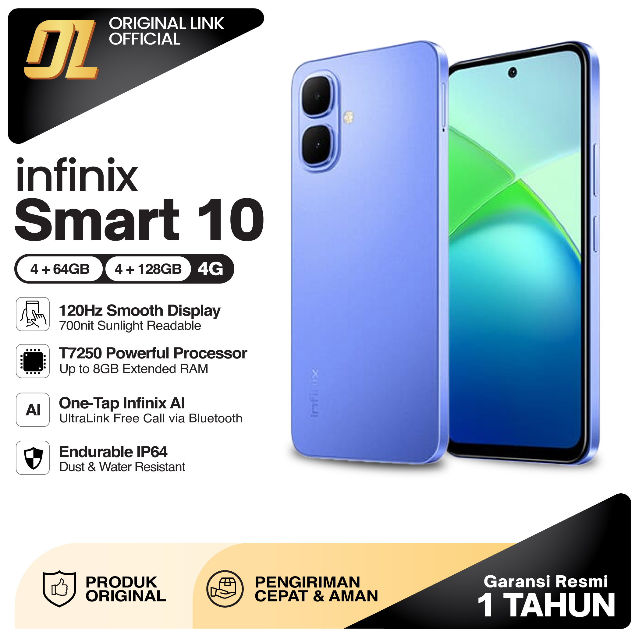 Infinix Smart 10 4/64 4/128 GB 4GB 64GB 128GB Original Smartphone Harga  1,122,000 Ringgit*Penghantaran Percuma