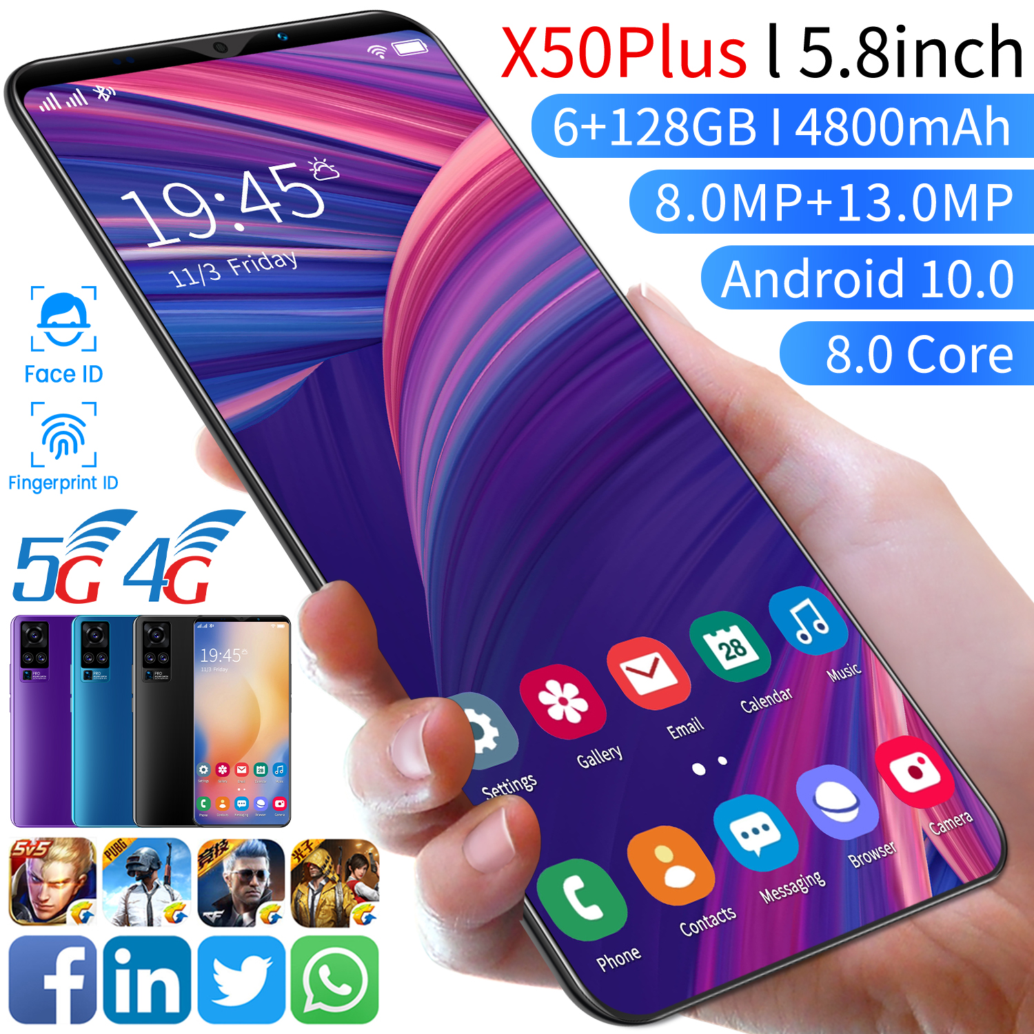 4G【COD + handphone promo + bonus】 RAM 6/128GB handphone 5.8inci smartphone 4800mAh hp Sm terbaru 2021 Android 10.0 hp murah android 4g cuci gudang Face fingerprint unlock 100% baru rino3 x27 4g network 100% original
