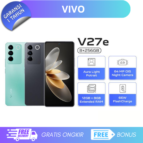 Vivo V27e 12/256Gb - Mediatek Helio G99 - NFC Harga 3,410,000 rupiah*Gratis Ongkir