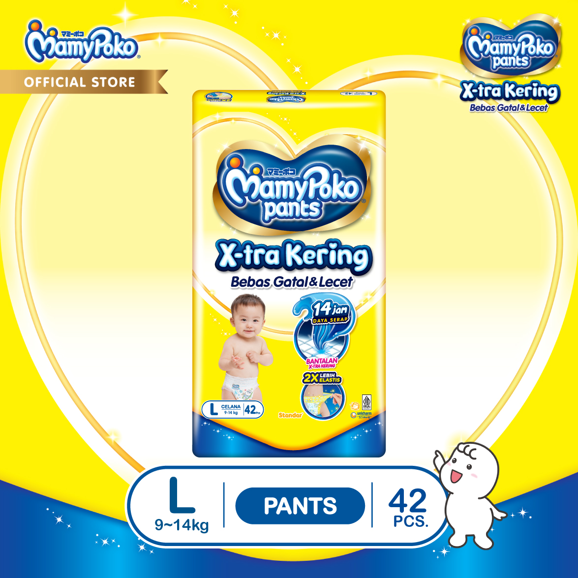 Mamypoko Pants X-Tra Dry L42 Harga 72,500 rupiah*Gratis Ongkir