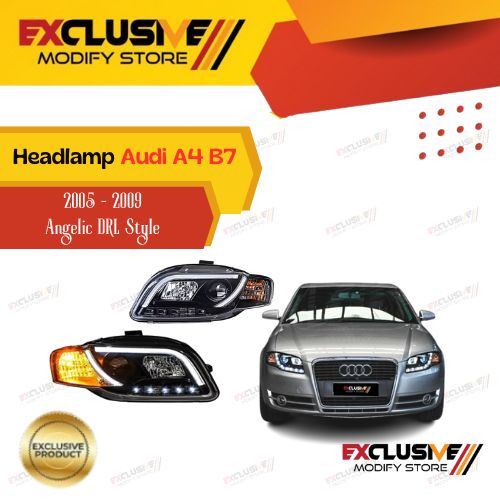 Audi A4 B7 (2005 - 2009) upgrade headlamp projector xenon DRL angelic style Harga 7,650,000 rupiah*Gratis Ongkir