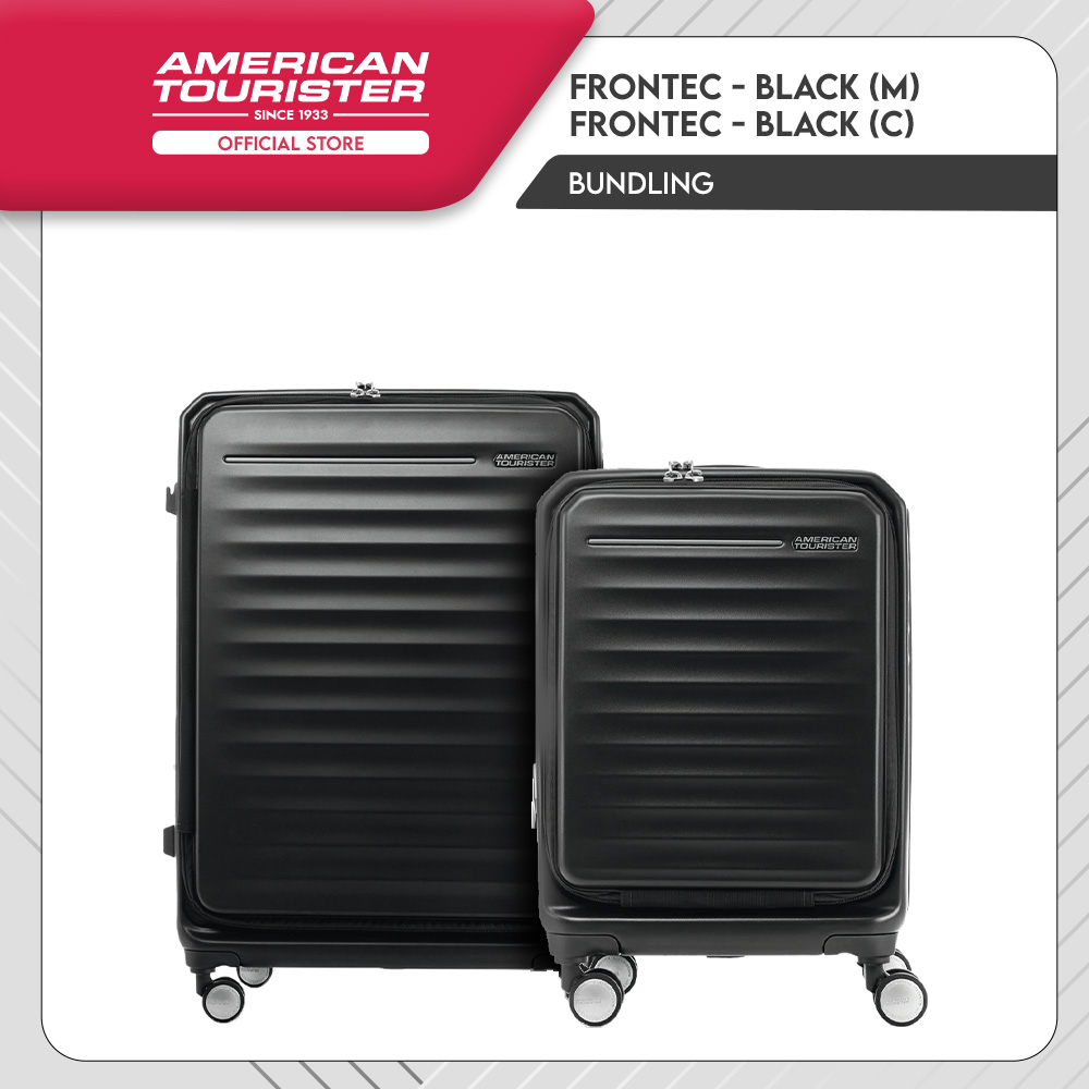 Lazada Indonesia - Bundle American Tourister Frontec Cabin + Medium Black