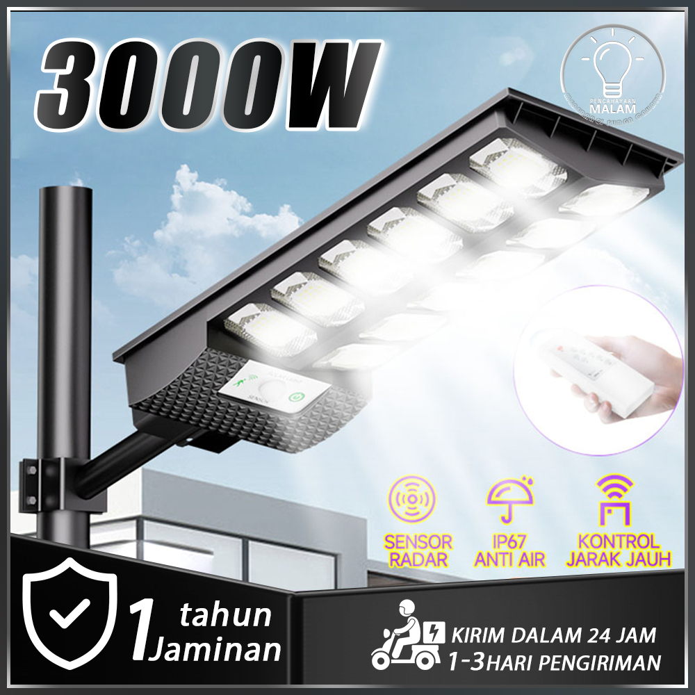 【Garansi 10 Tahun】3000W Surya Lampu tenaga otomatis outdoor Garansi 5 Tahun LED Lampu Jalan Tenaga Jalan Tenaga solar Light Tenaga Surya dengan Remote Benih Harga  156,999 rupiah*Gratis Ongkir