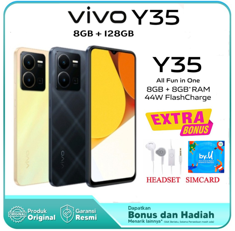 HP VIVO Y35 8/128 GB - VIVO Y 35 RAM 8GB ROM 128GB GARANSI - Hitam Harga  1,771,100 Ringgit*Penghantaran Percuma