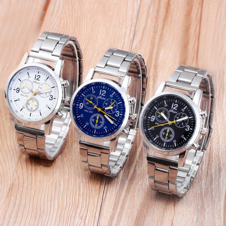 	 Axnat Jam Tangan Shshd Pria Dan Wanita Sport Chrono Rariasi Rantai Geneva Jam Tangan Stainless Steel 	
