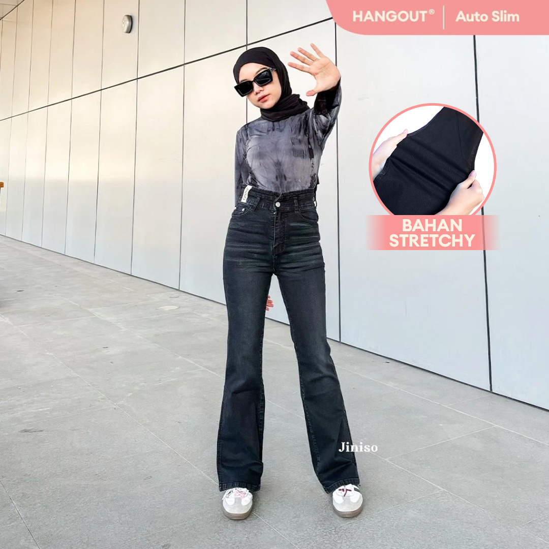 Jiniso - Ultra Highwaist Cutbray Stretch Jeans 617 Hangout Harga 206,500 rupiah*Gratis Ongkir