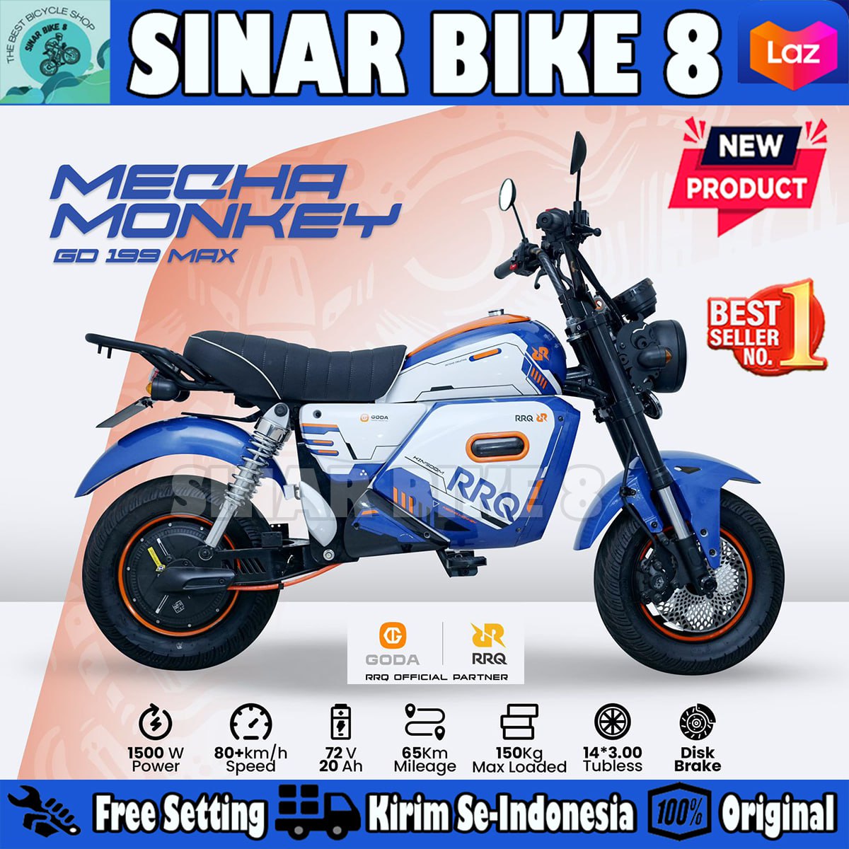 Motor Listrik GODA 199 MAX MECHA KING KONG 72V/20AH Garansi Resmi 1500 Watt Harga 11,999,000 rupiah*Gratis Ongkir