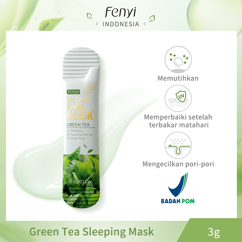 Lazada Indonesia - [BPOM] Fenyi Green Tea Sleeping Mask Penghilang Jerawat Pelembab Krim Malam Tanpa Bilas 1 pc 3g